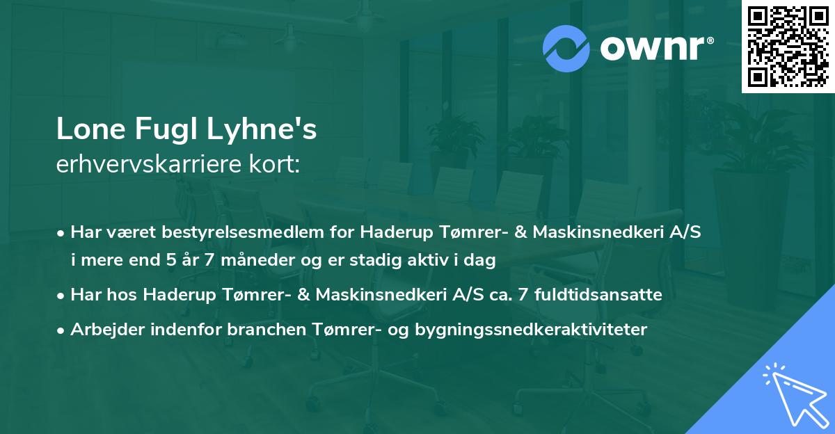 Lone Fugl Lyhne's erhvervskarriere kort