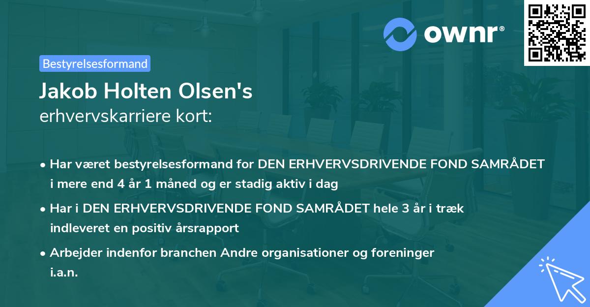 Jakob Holten Olsen's erhvervskarriere kort