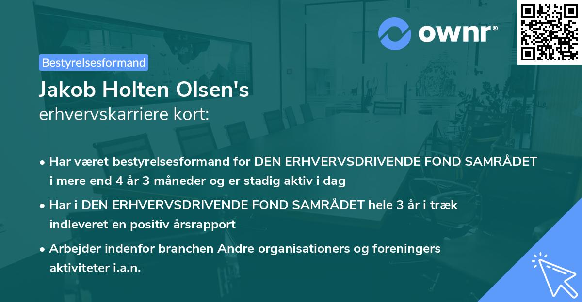 Jakob Holten Olsen's erhvervskarriere kort