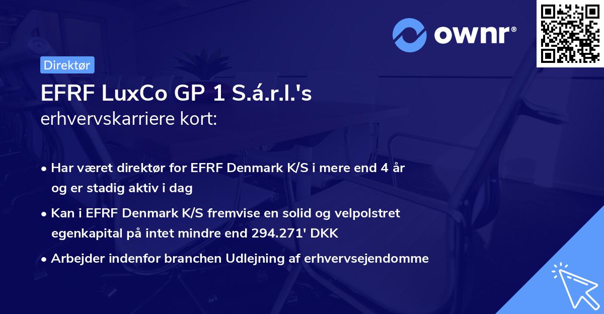 EFRF LuxCo GP 1 S.á.r.l.'s erhvervskarriere kort