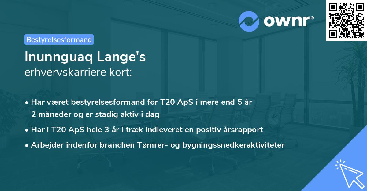 Inunnguaq Lange's erhvervskarriere kort
