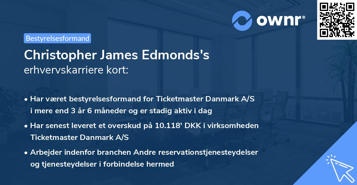 Christopher James Edmonds's erhvervskarriere kort