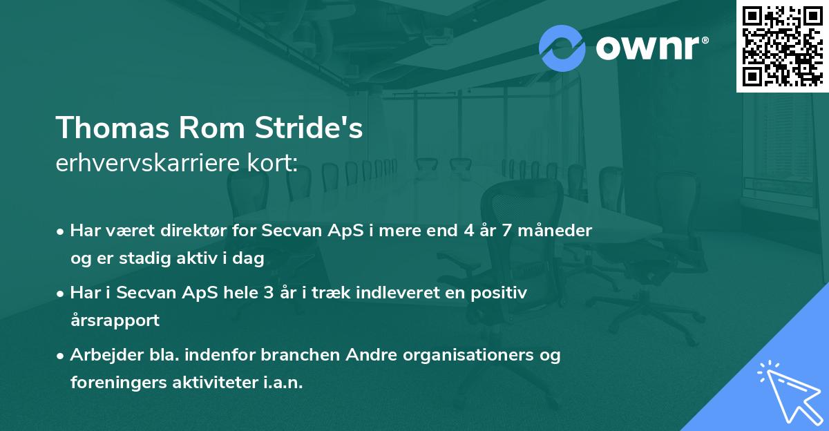 Thomas Rom Stride's erhvervskarriere kort