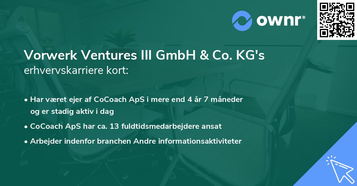 Vorwerk Ventures III GmbH & Co. KG's erhvervskarriere kort