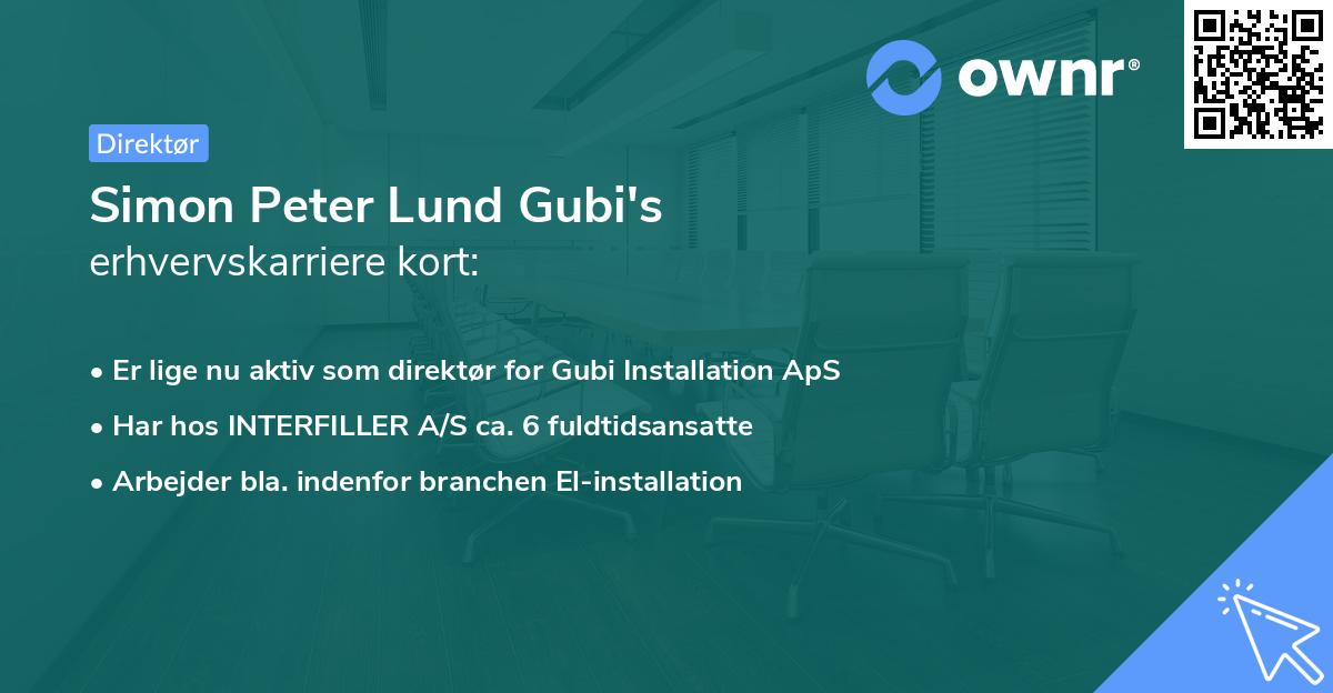 Simon Peter Lund Gubi's erhvervskarriere kort