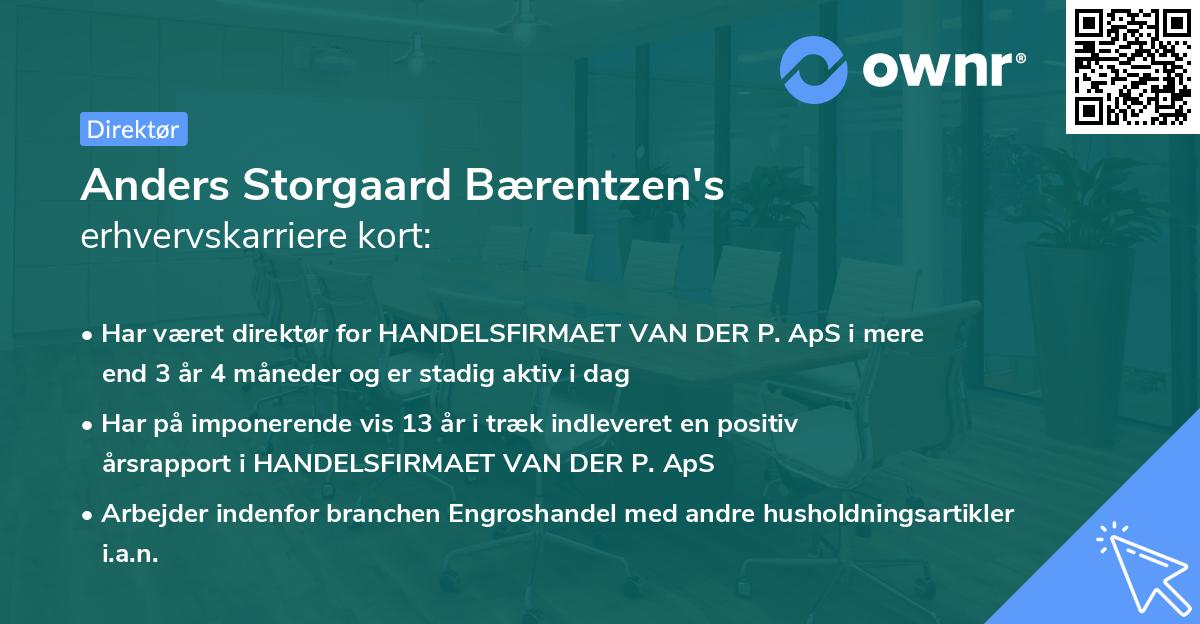 Anders Storgaard Bærentzen's erhvervskarriere kort