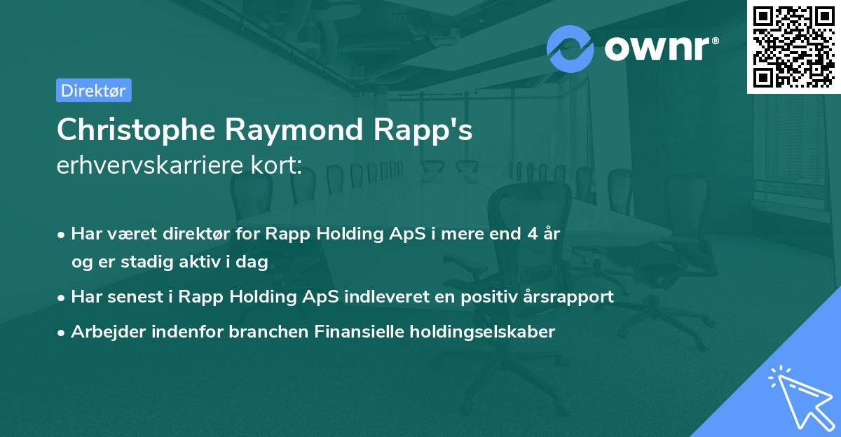 Christophe Raymond Rapp's erhvervskarriere kort