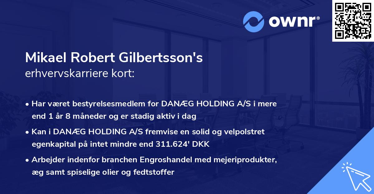 Mikael Robert Gilbertsson's erhvervskarriere kort