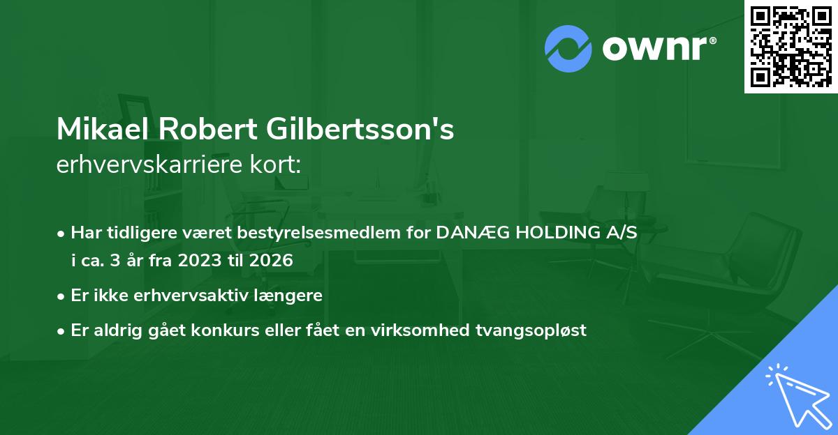 Mikael Robert Gilbertsson's erhvervskarriere kort