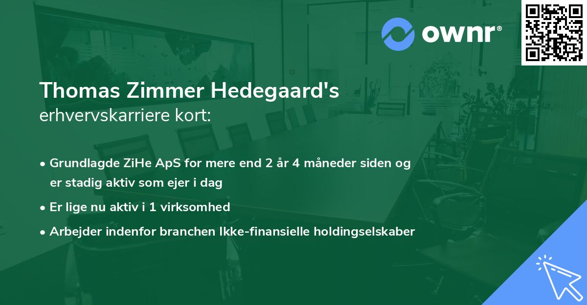Thomas Zimmer Hedegaard's erhvervskarriere kort