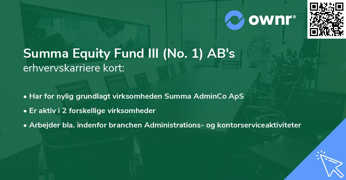 Summa Equity Fund III (No. 1) AB's erhvervskarriere kort