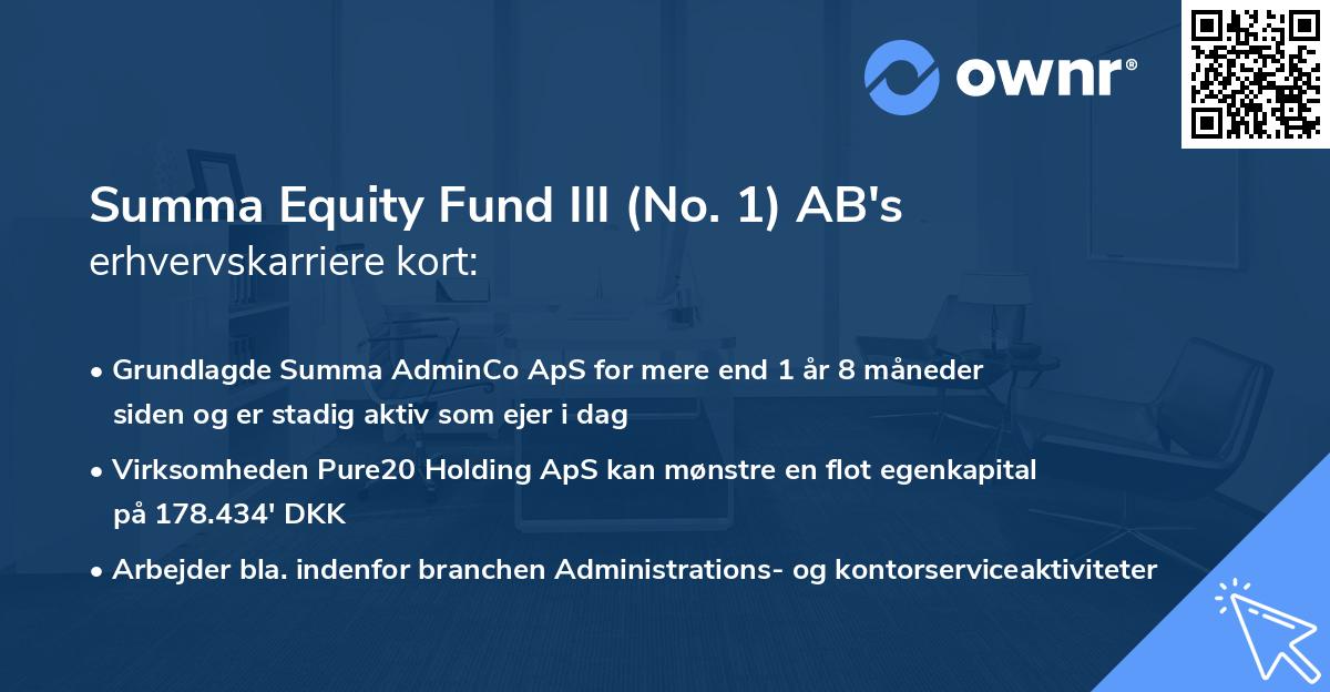 Summa Equity Fund III (No. 1) AB's erhvervskarriere kort