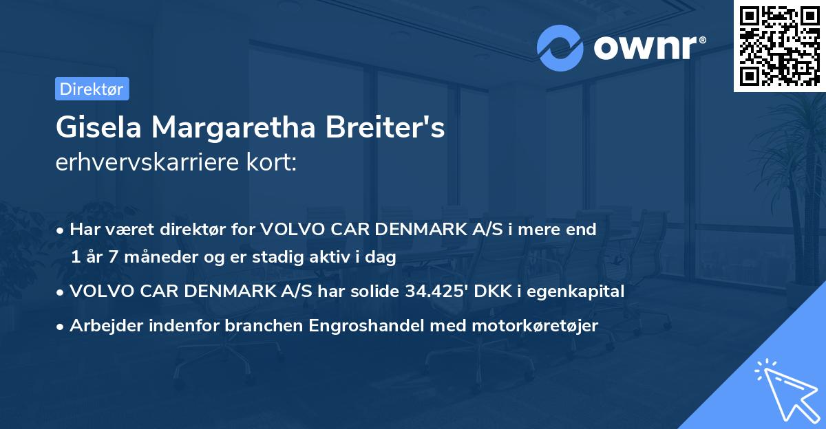Gisela Margaretha Breiter's erhvervskarriere kort