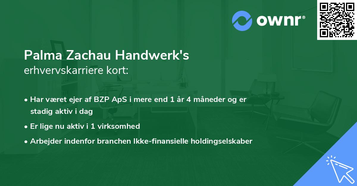 Palma Zachau Handwerk's erhvervskarriere kort