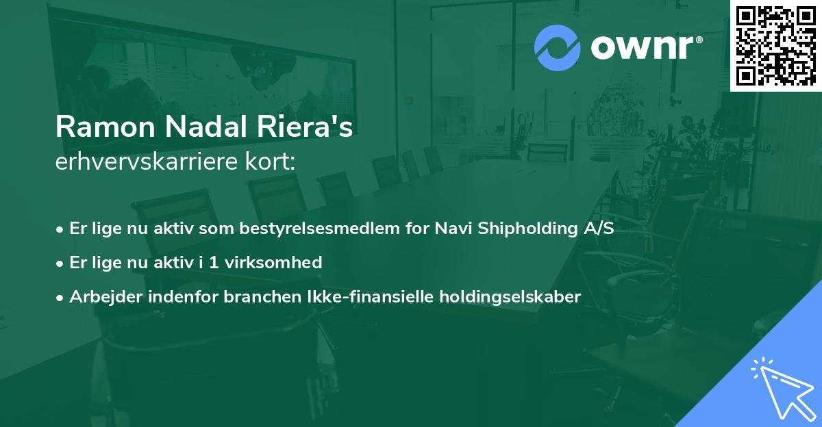 Ramon Nadal Riera's erhvervskarriere kort