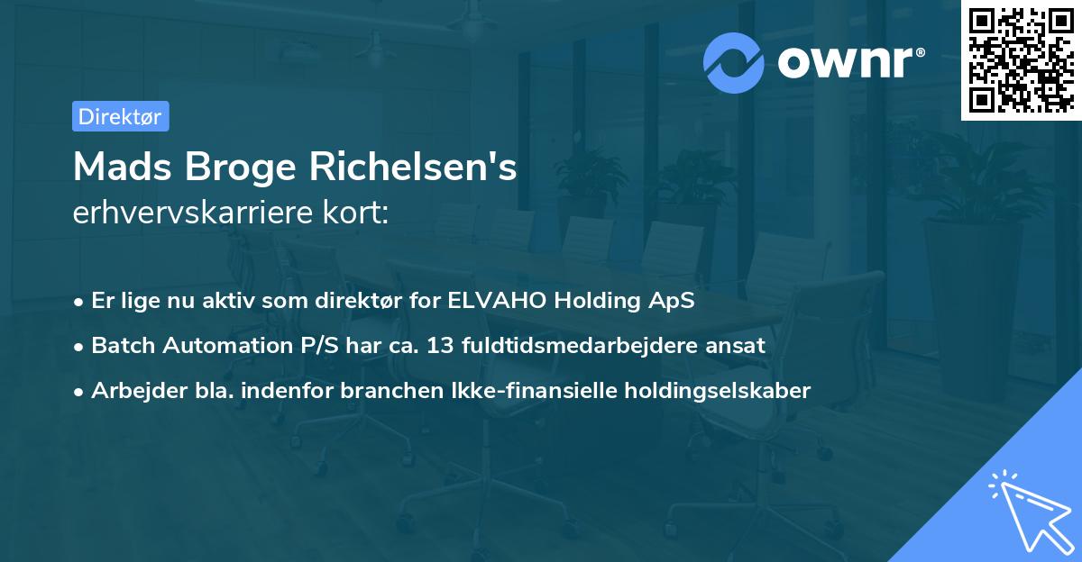 Mads Broge Richelsen's erhvervskarriere kort