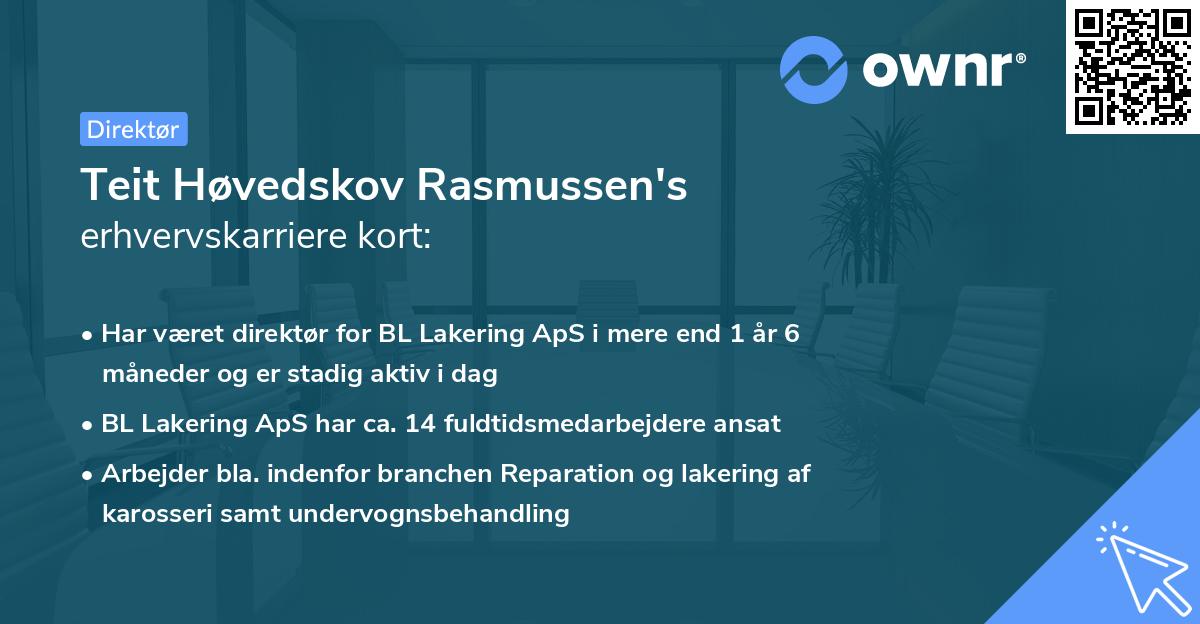 Teit Høvedskov Rasmussen's erhvervskarriere kort