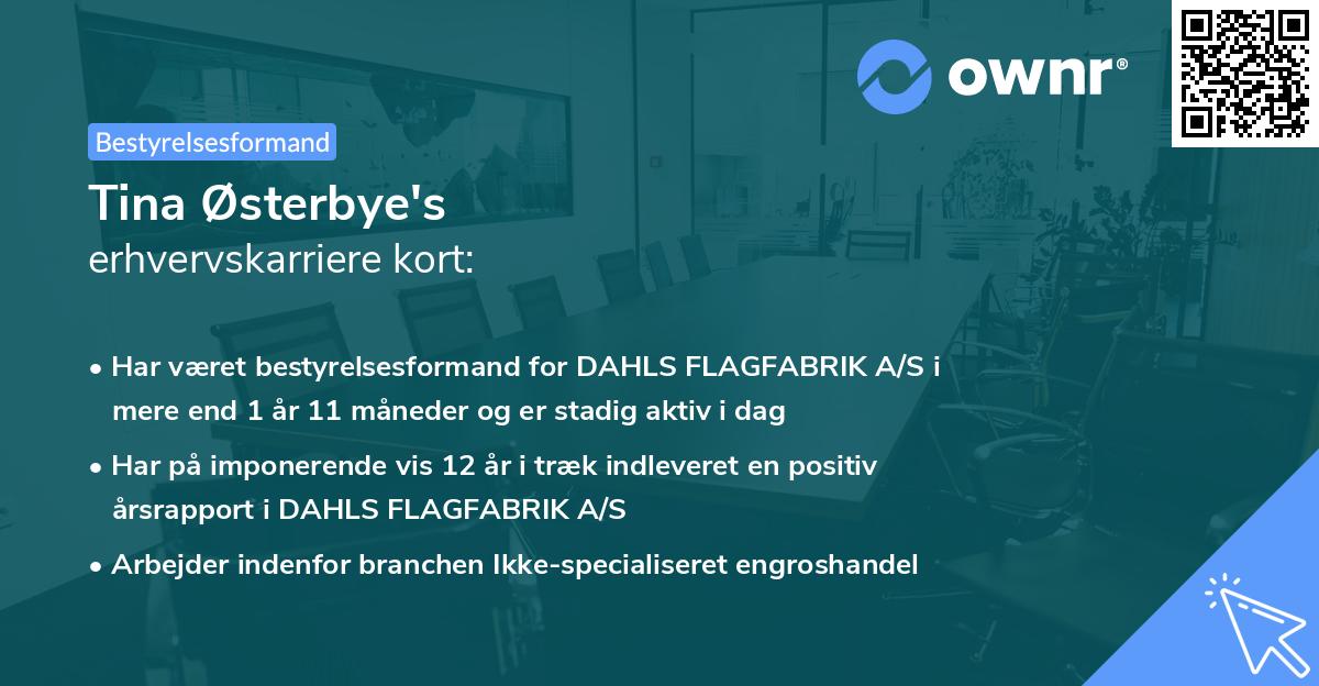 Tina Østerbye's erhvervskarriere kort