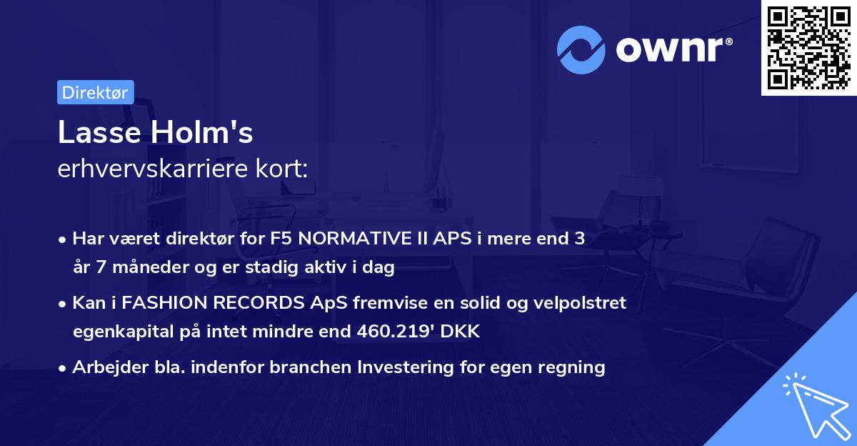 Lasse Holm's erhvervskarriere kort