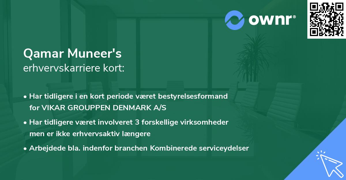 Qamar Muneer's erhvervskarriere kort