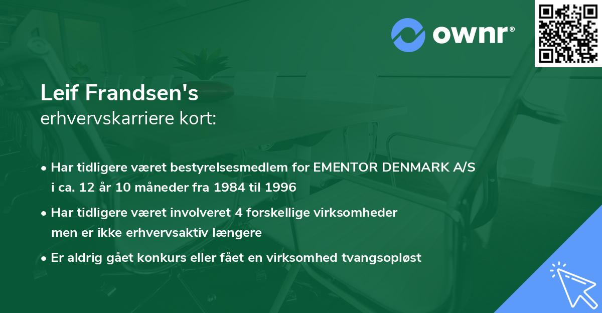 Leif Frandsen's erhvervskarriere kort