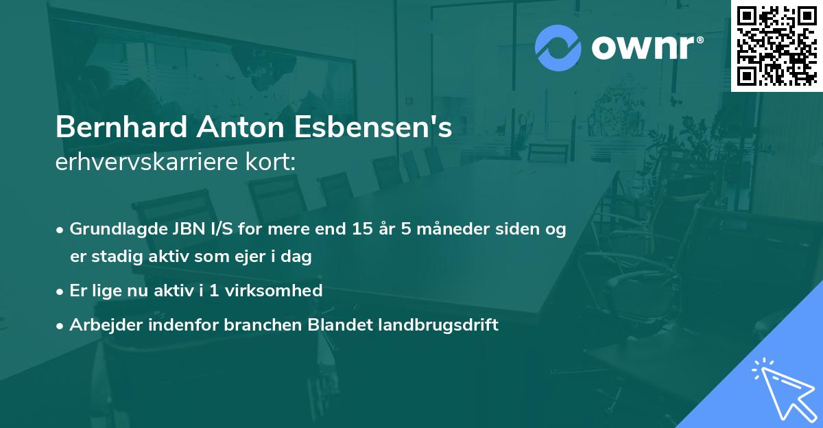 Bernhard Anton Esbensen's erhvervskarriere kort