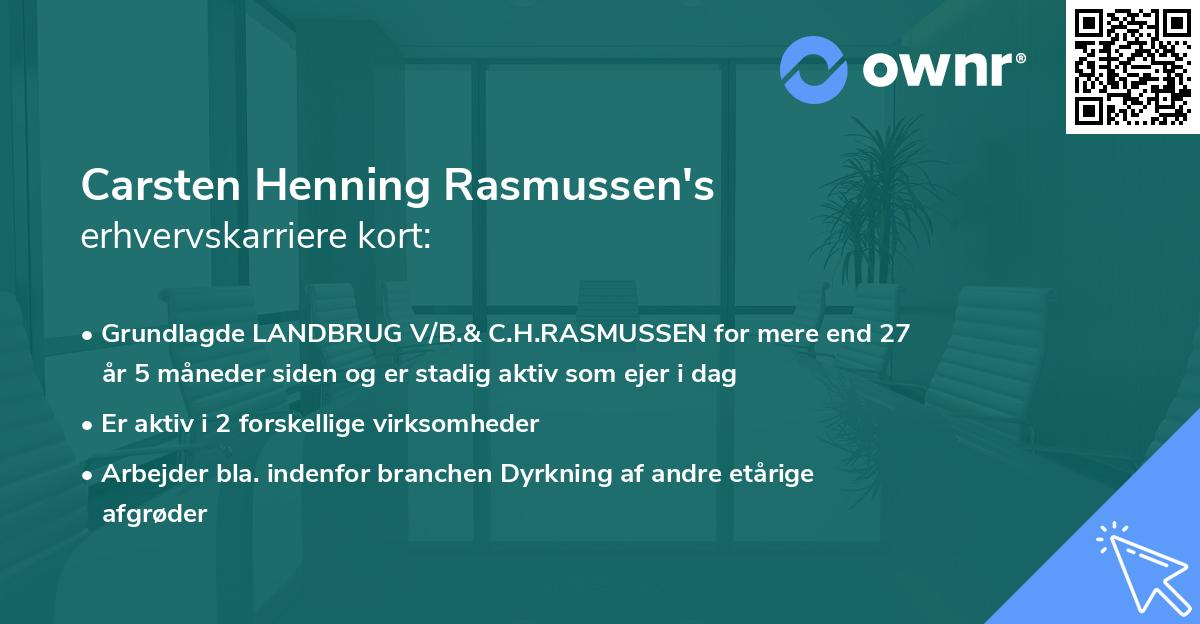 Carsten Henning Rasmussen's erhvervskarriere kort