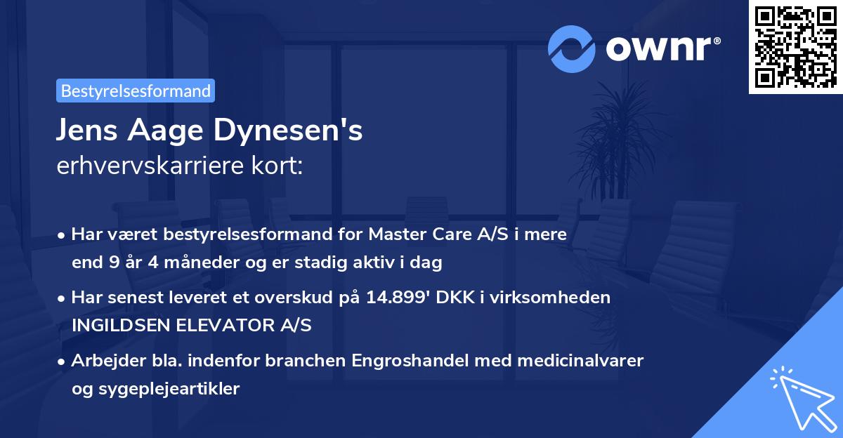 Jens Aage Dynesen's erhvervskarriere kort