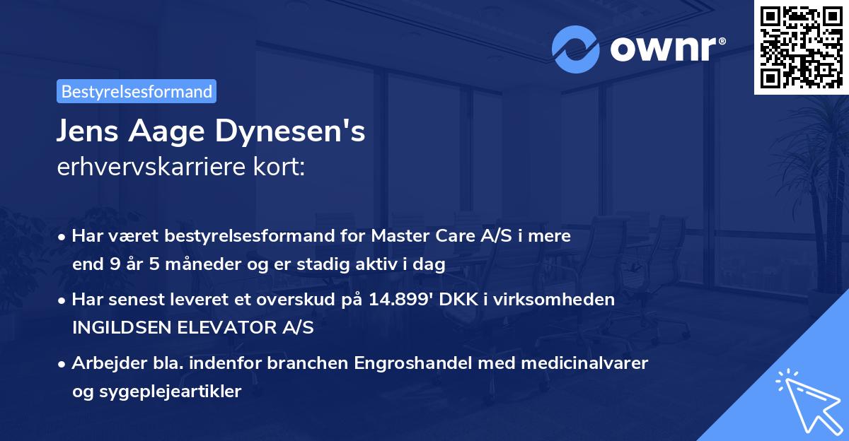 Jens Aage Dynesen's erhvervskarriere kort