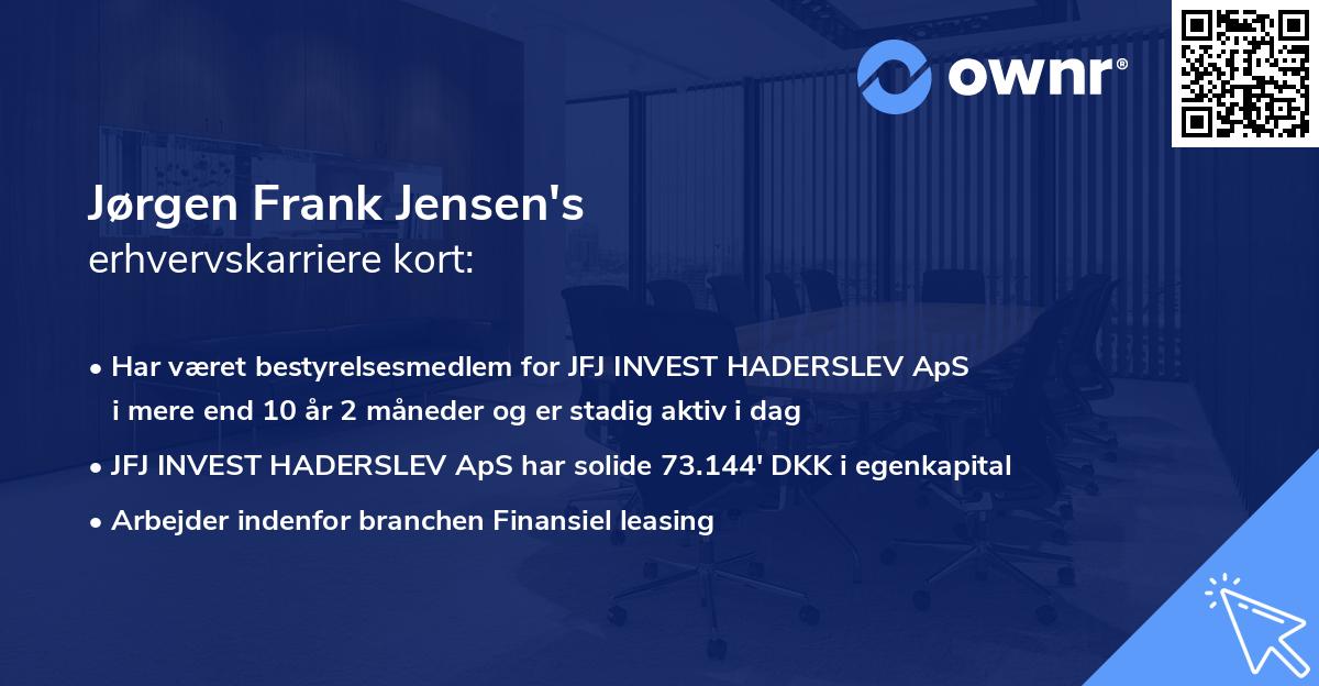 Jørgen Frank Jensen's erhvervskarriere kort