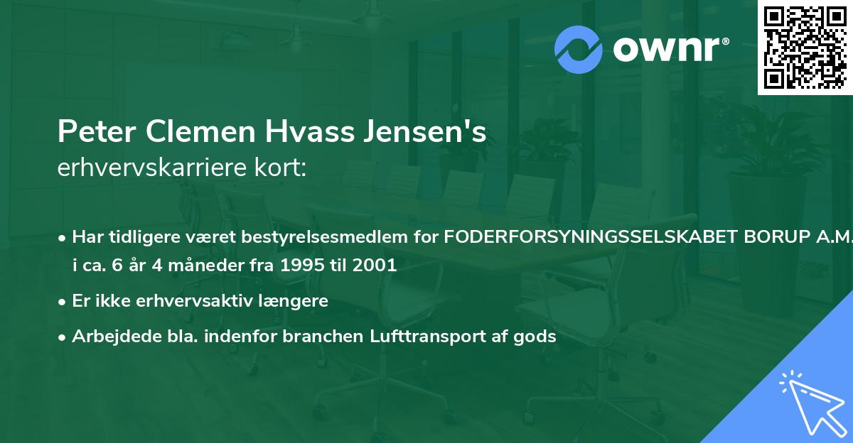 Peter Clemen Hvass Jensen's erhvervskarriere kort