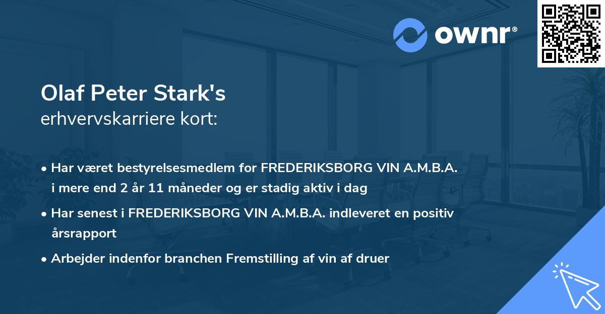 Olaf Peter Stark's erhvervskarriere kort