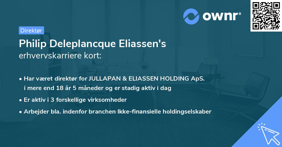 Philip Deleplancque Eliassen's erhvervskarriere kort