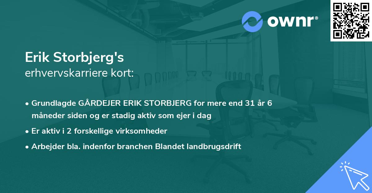 Erik Storbjerg's erhvervskarriere kort