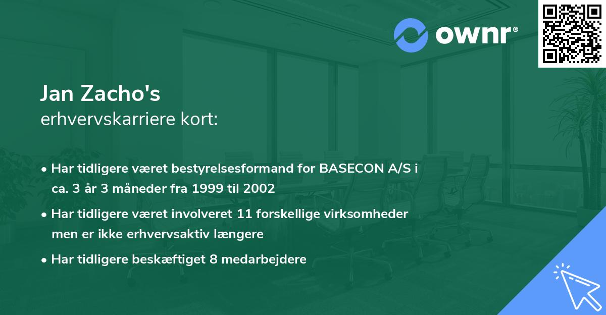 Jan Zacho's erhvervskarriere kort