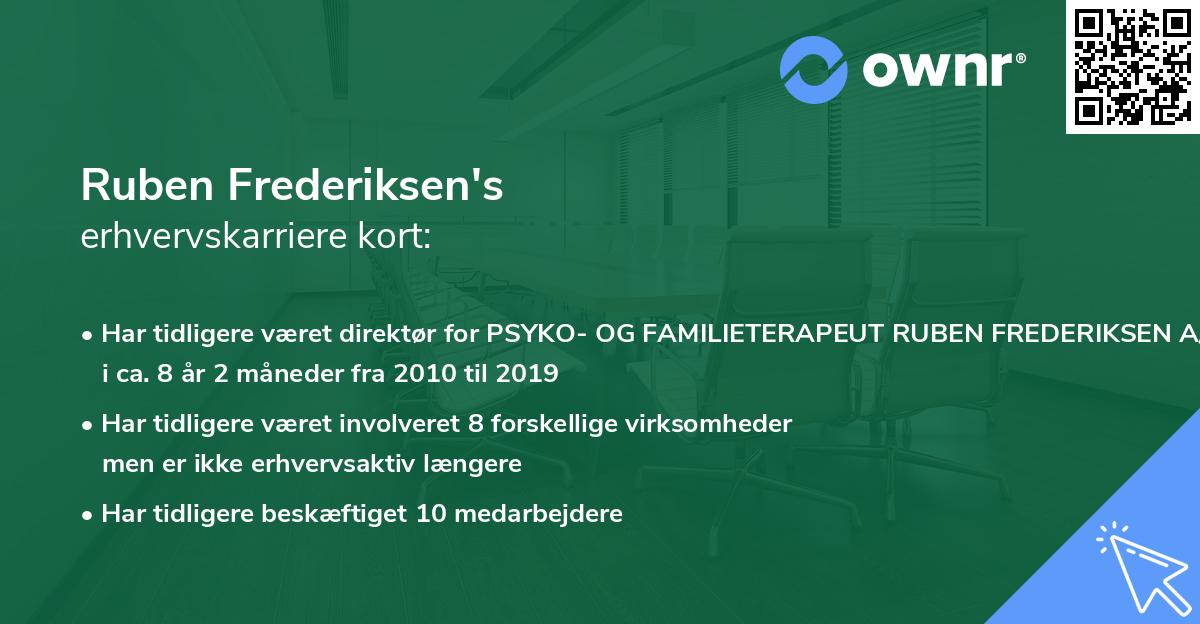 Ruben Frederiksen's erhvervskarriere kort