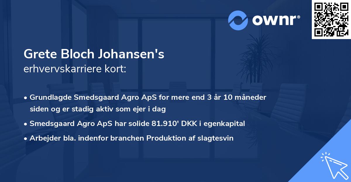 Grete Bloch Johansen's erhvervskarriere kort