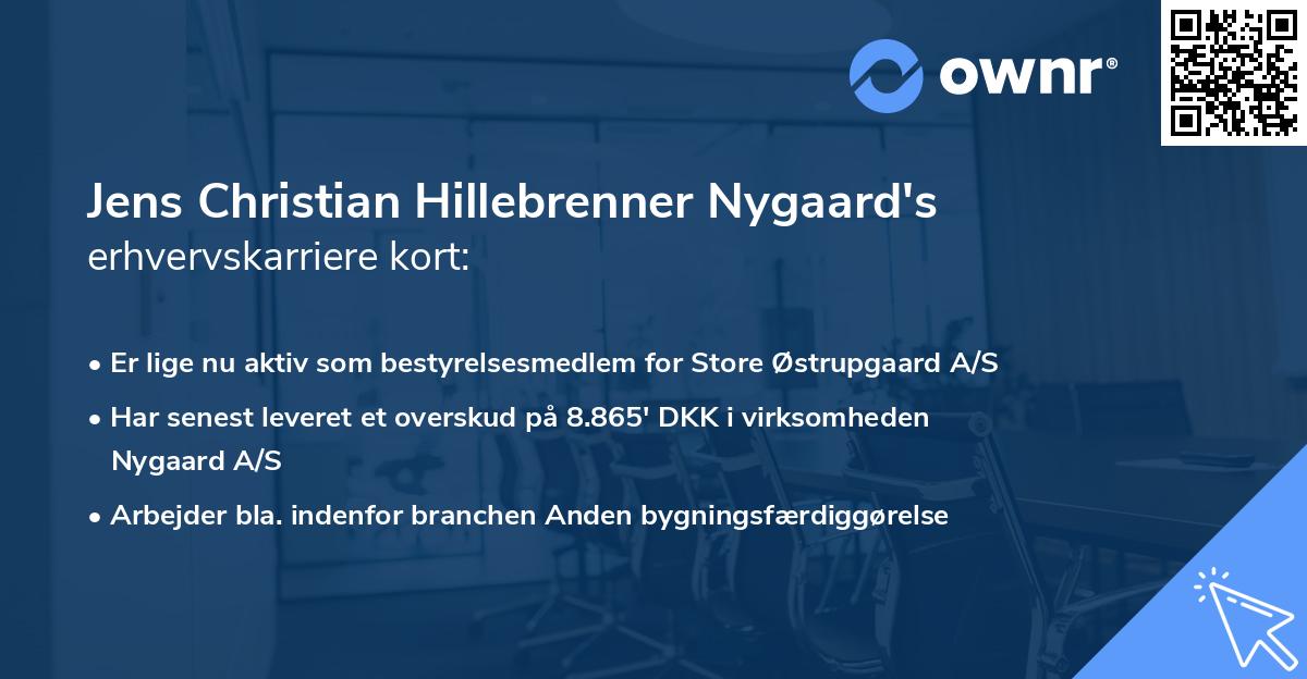 Jens Christian Hillebrenner Nygaard's erhvervskarriere kort