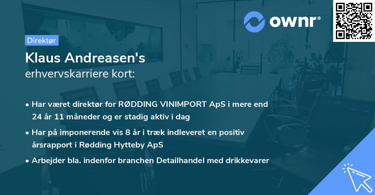 Klaus Andreasen's erhvervskarriere kort