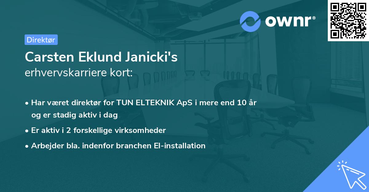 Carsten Eklund Janicki's erhvervskarriere kort