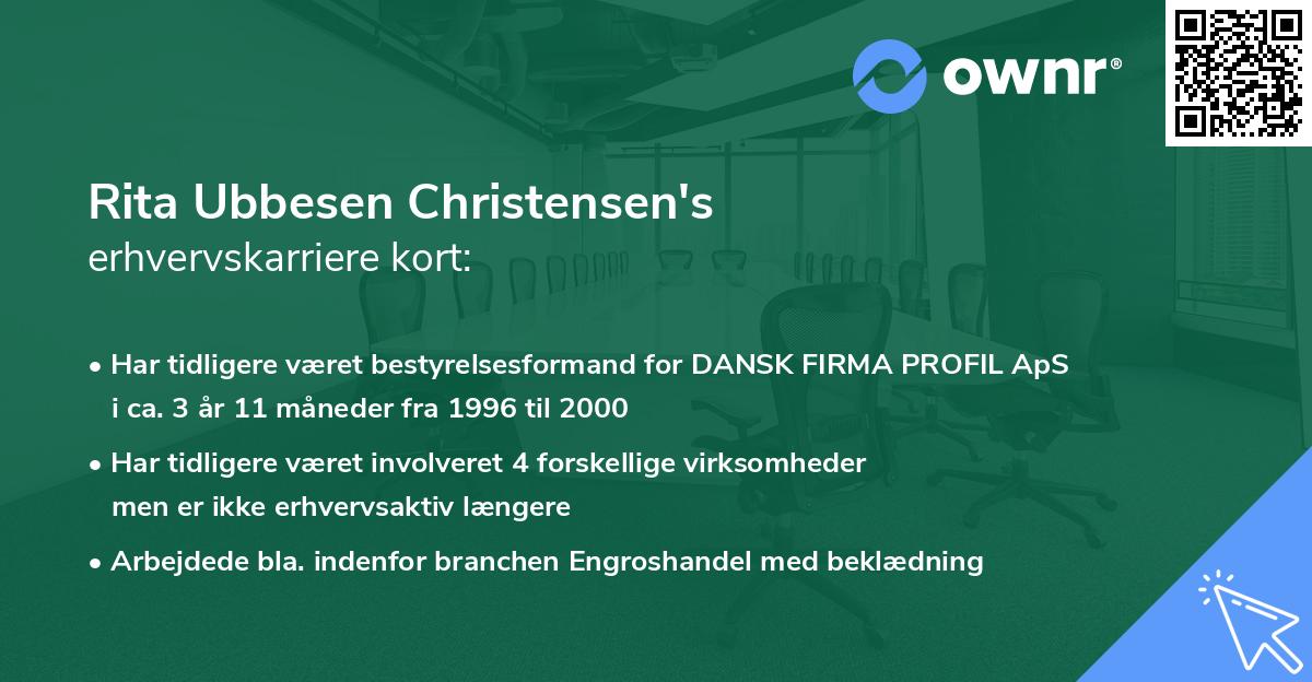 Rita Ubbesen Christensen's erhvervskarriere kort