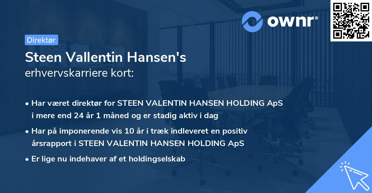 Steen Vallentin Hansen's erhvervskarriere kort