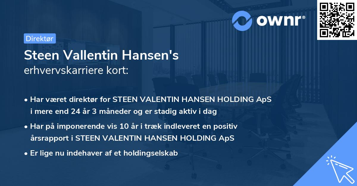 Steen Vallentin Hansen's erhvervskarriere kort