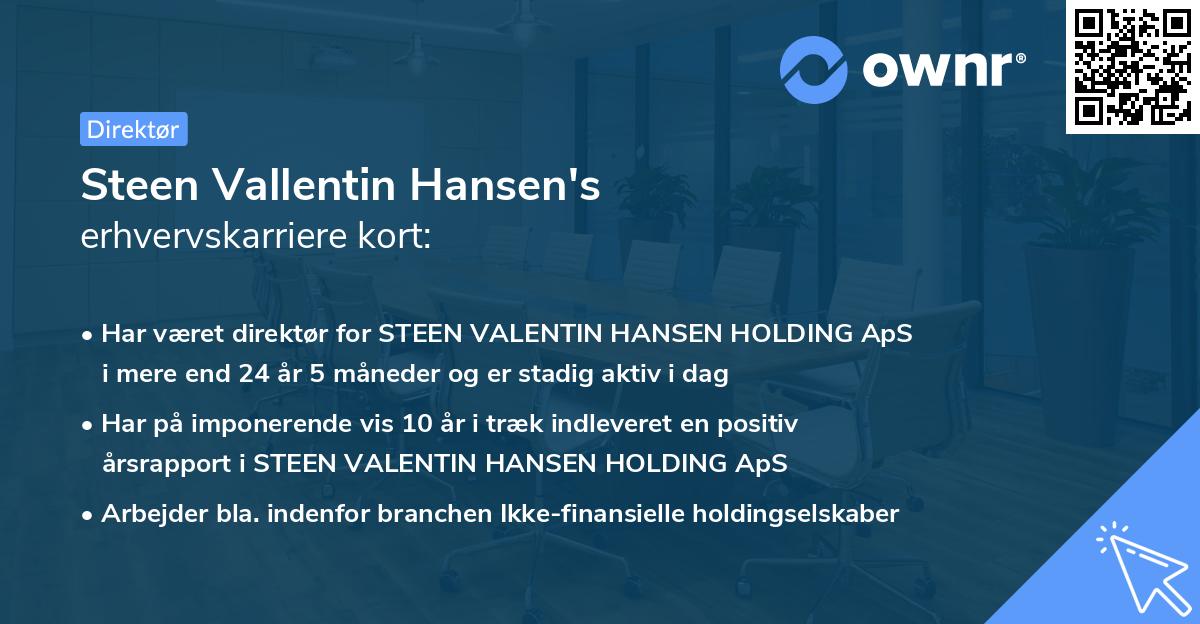 Steen Vallentin Hansen's erhvervskarriere kort