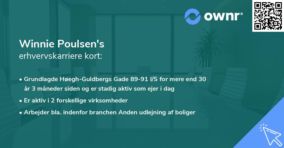 Winnie Poulsen's erhvervskarriere kort