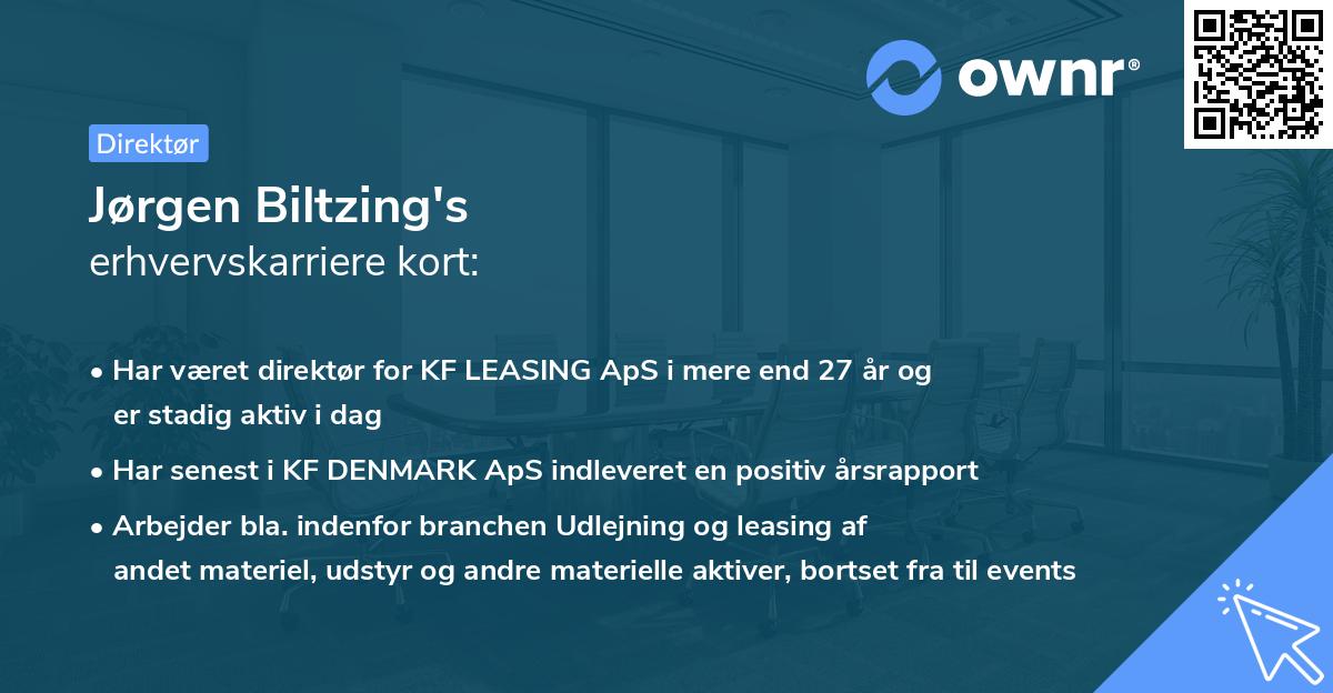 Jørgen Biltzing's erhvervskarriere kort