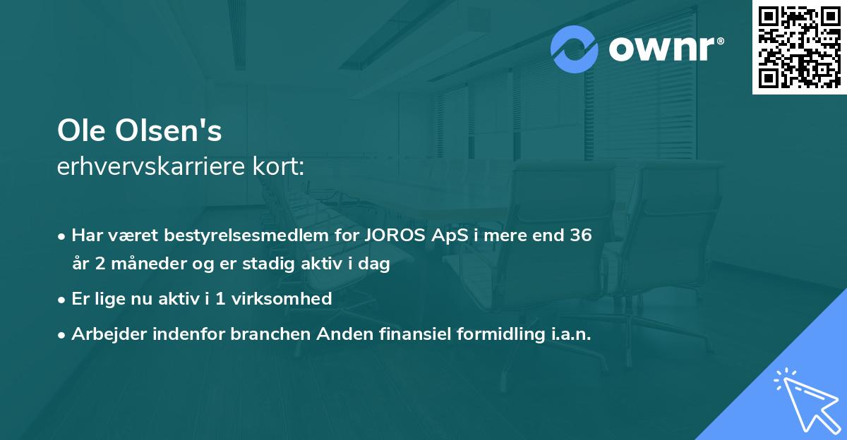 Ole Olsen's erhvervskarriere kort