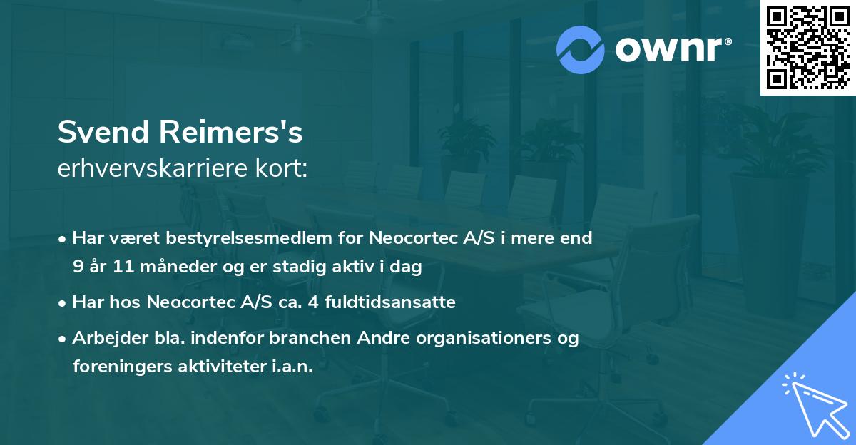 Svend Reimers's erhvervskarriere kort