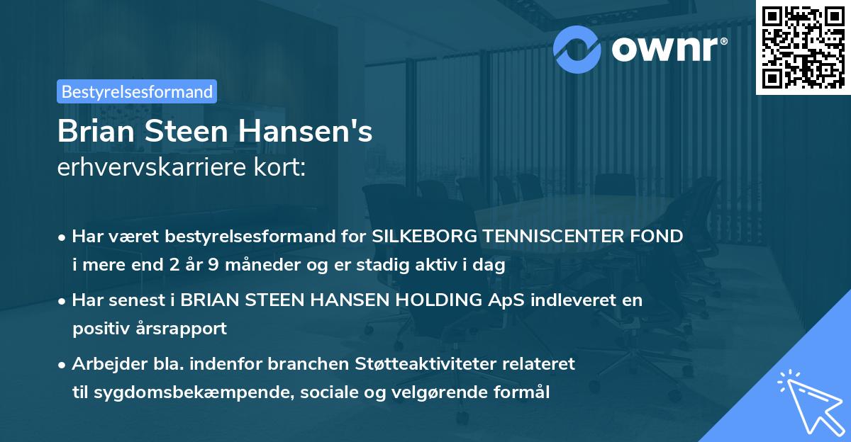 Brian Steen Hansen's erhvervskarriere kort