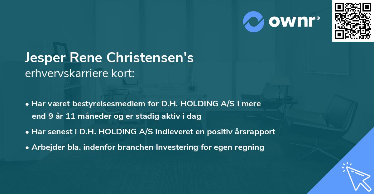 Jesper Rene Christensen's erhvervskarriere kort